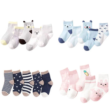 5 Pairs Cute Cartoon Baby Socks