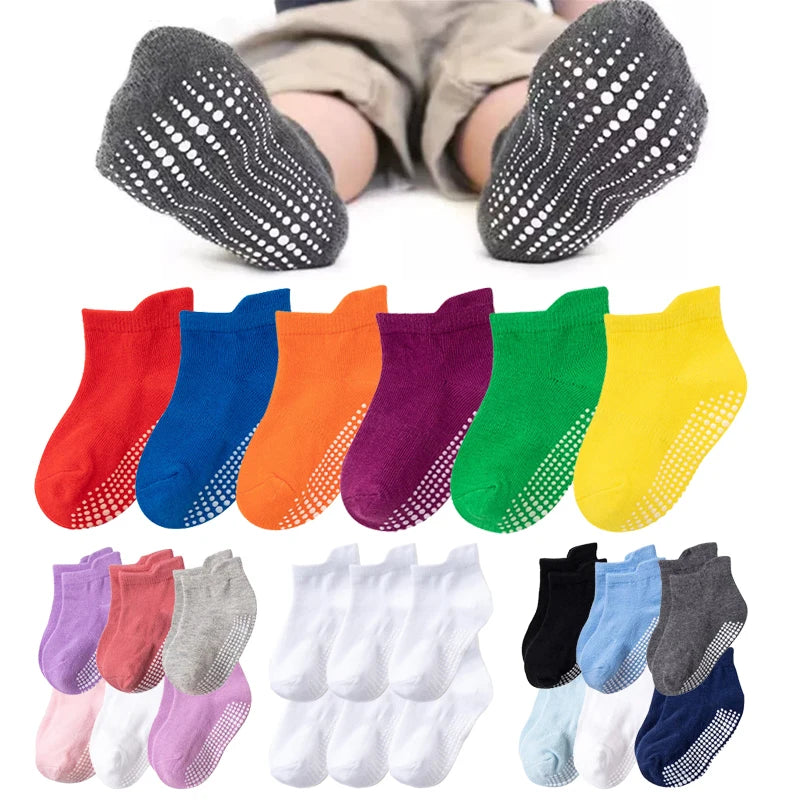 6 Pairs Kids Anti-Slip Boat Socks